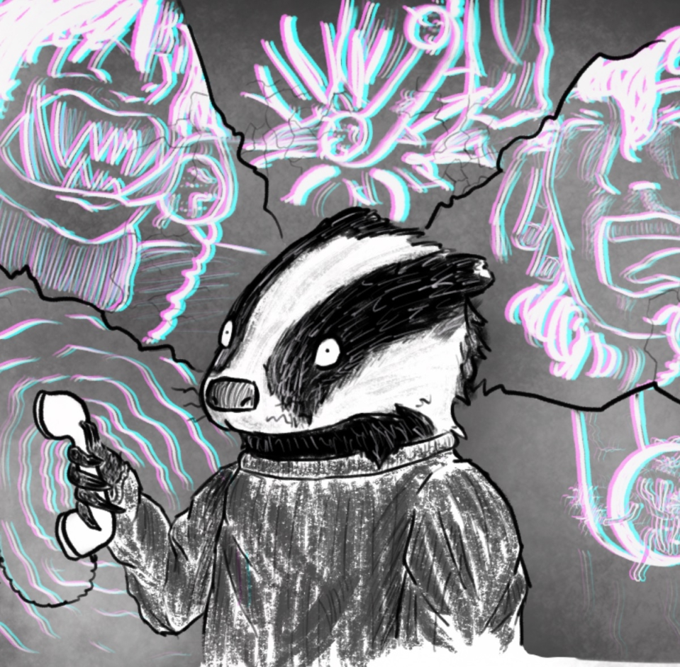 A character of mine, Coen, having psychic visions after touching a payphone receiver.